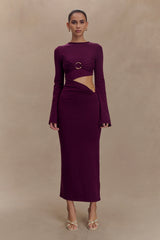 Azariah Long Sleeve Knit Midi Dress - Plum