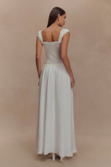 Tahlia Pointelle Knit Midi Dress - White