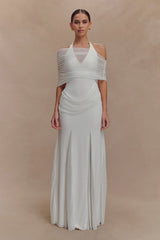 Gabrielle Slinky And Mesh Maxi Dress - White