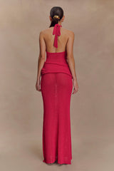 Reece Halter Knit Maxi Dress - Dragonfruit