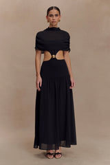 Georgina Chiffon Midi Dress - Black