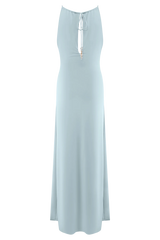 Beryl Slinky Maxi Dress With Pearls - Pale Blue