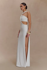 Lottie Slinky Maxi Dress With Split - White