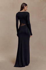 Megan Slinky And Mesh Maxi Dress - Black