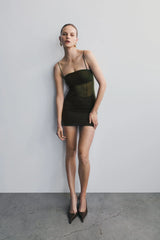 Maryk Mesh Mini Dress - Khaki