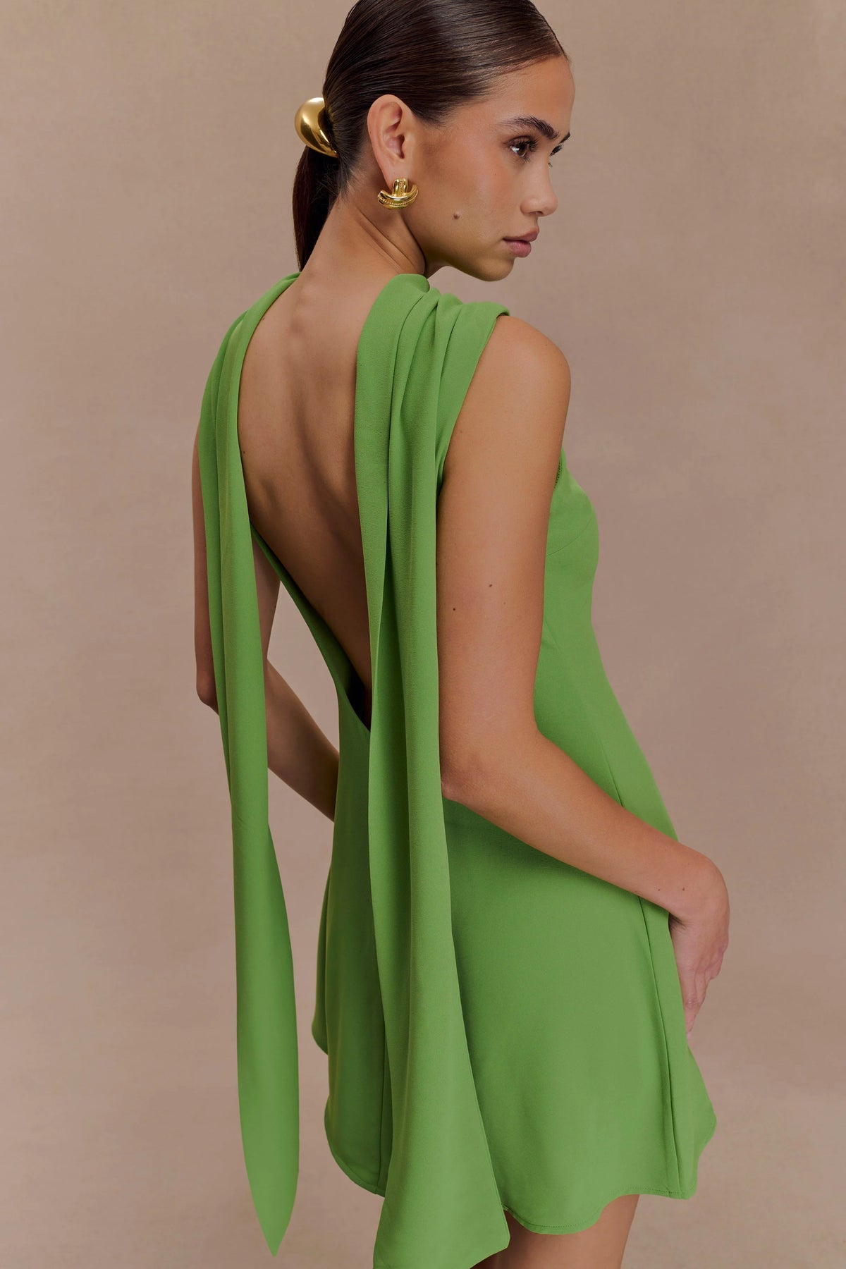 Wynter Scarf Draped Mini Dress - Green