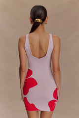 Dorothy Knit Print Mini Dress - Red Deco Fleur Print