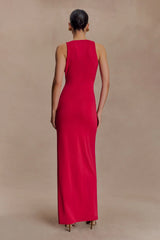 Stella Draped Slinky Maxi Dress - Fuchsia Pink