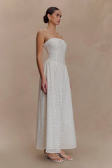 Maureen Broderie Strapless Maxi Dress - White