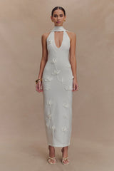 Wynn Floral Knit Midi Dress - White