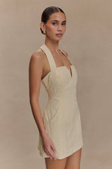 Ebony Embroidered Denim Mini Dress - Cream