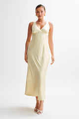 Meghan Satin Maxi Dress - Lemon Sorbet