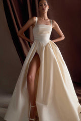 Carla Ruched Gown - Cream Ivory