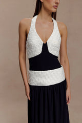 Celine Chiffon Maxi Dress - Black/White