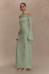 Heidi Strapless Knit Scarf Maxi Dress - Pastel Green