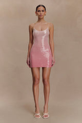 Mora Sequin Mini Dress - Ombre Pink