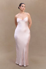 Lilly Sweetheart Satin Maxi Dress - Soft Pink