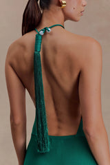 Meg Halter Tassel Maxi Dress - Emerald