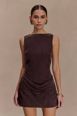 Bexley Draped Mini Dress - Dark Chocolate