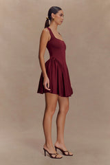 Sharon Scuba Jersey Mini Dress - Wine